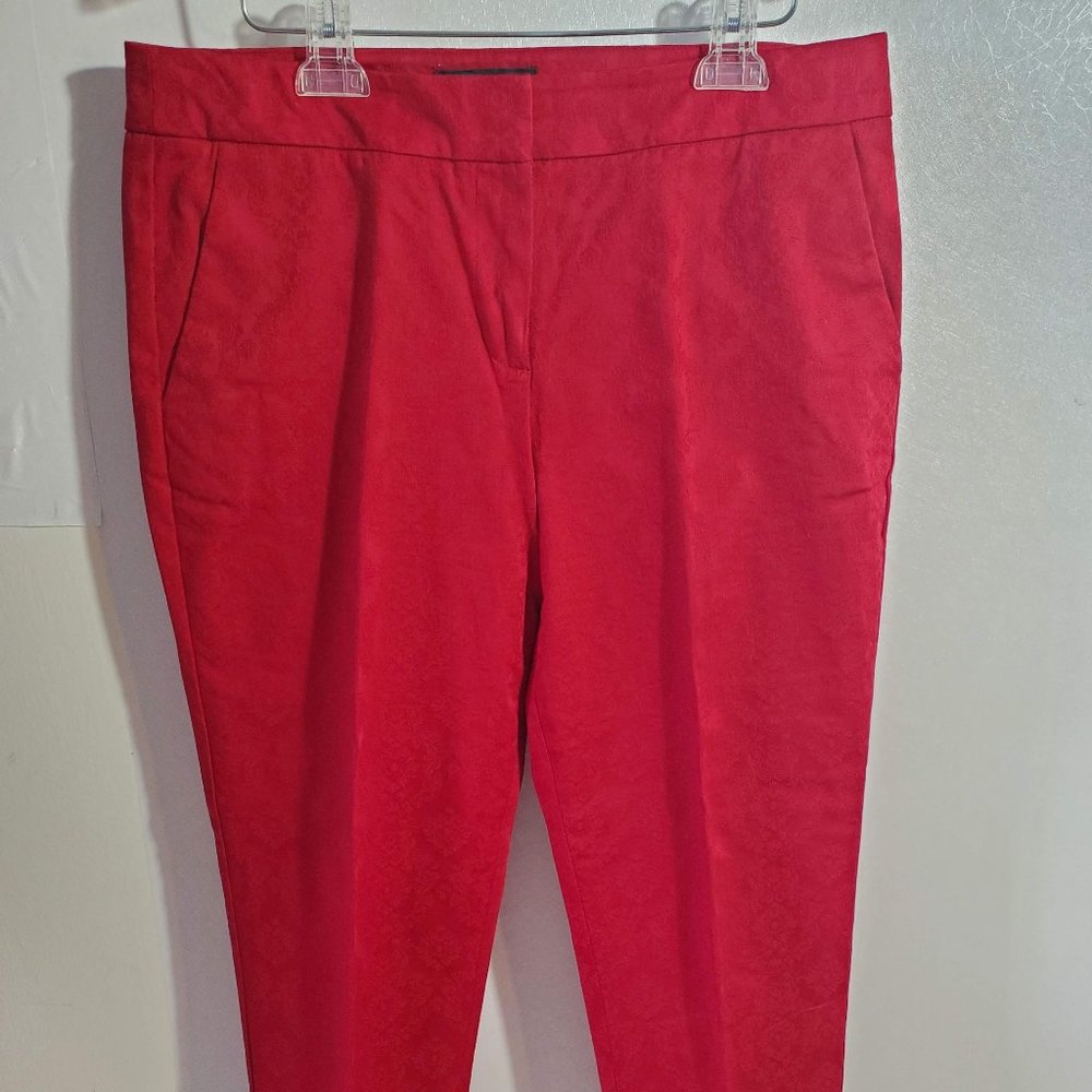 Talbots Signature Floral Jacquard Pants, 10, Red